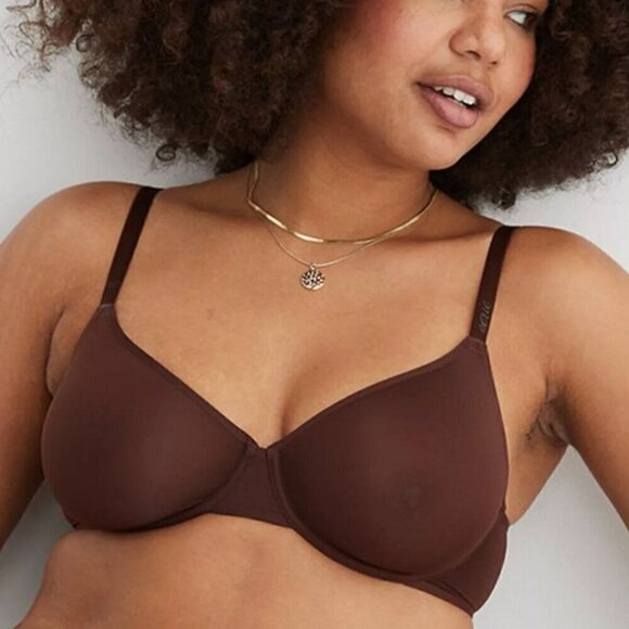 NWT Smoothez by Aerie Mesh Unlined Balconette Bra in Dark Maple Brown - 36C - Picture 1 of 11